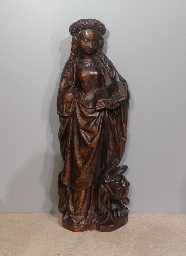 Sculpture Sainte Marguerite circa 1500/1520 - Sculpture Style Renaissance