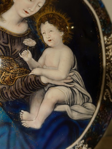 17th century - Virgin and Child - Limoges enamel signed Nouailher Jeune late 17th century