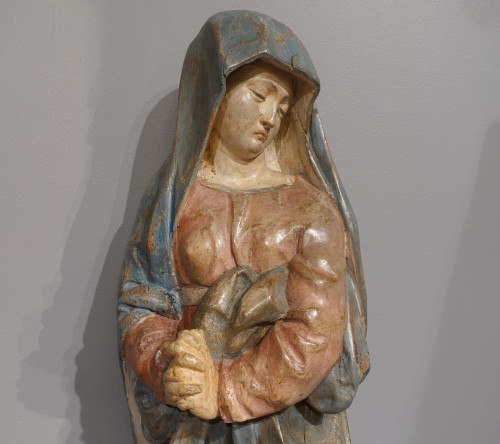 Antiquités - Sculpture Vierge de Calvaire, Flandres XVIe siècle