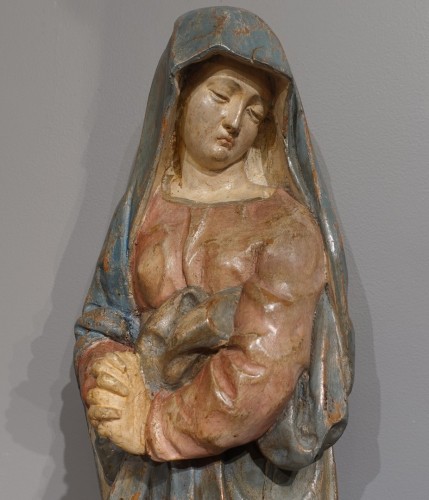 Antiquités - Sculpture Vierge de Calvaire, Flandres XVIe siècle