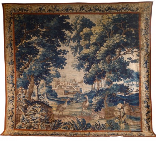 Grande tapisserie Verdure Aubusson fin XVIIe siècle