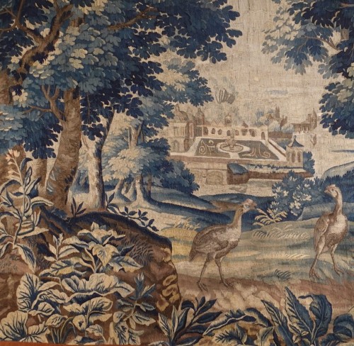 Grande tapisserie Verdure Aubusson fin XVIIe siècle - Tapisserie & Tapis Style Régence