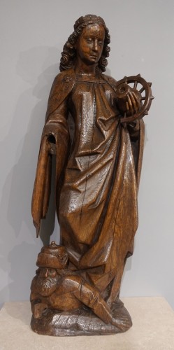 Sculpture of Saint Catherine in carved oak, late 15th century - 