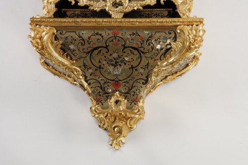 Very large Boulle cartel from the Louis XV period in five colors, signed fr - Horology Style Louis XV