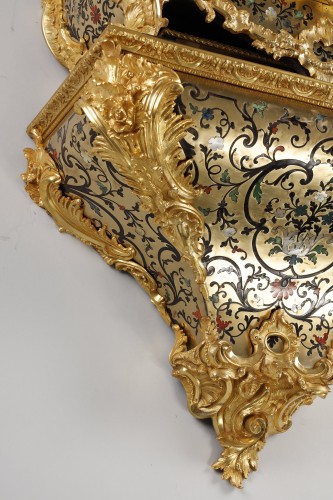 Very large Boulle cartel from the Louis XV period in five colors, signed fr - 