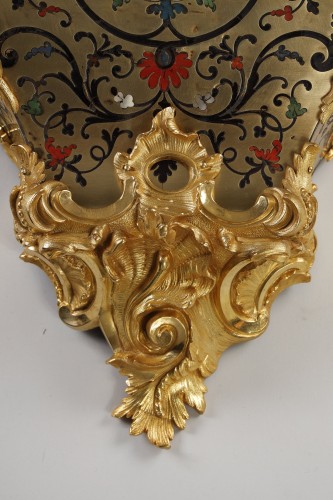 18th century - Very large Boulle cartel from the Louis XV period in five colors, signed fr