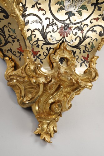 Very large Boulle cartel from the Louis XV period in five colors, signed fr - Louis XV