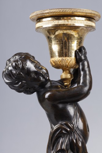 Lighting  - Pair of candlesticks with dancing putti from the Louis XVI period