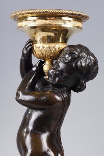 Pair of candlesticks with dancing putti from the Louis XVI period - 