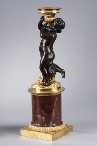 Louis XVI - Pair of candlesticks with dancing putti from the Louis XVI period