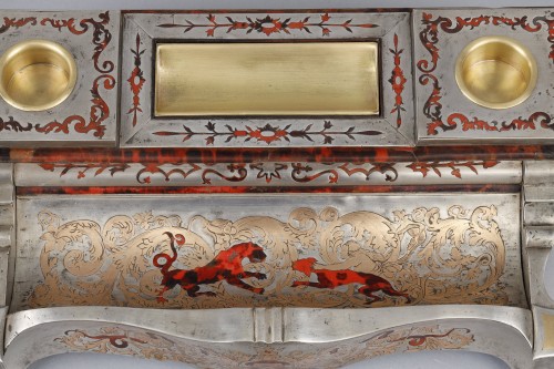 Antiquités - Louis XIV inkwell in Boulle marquetry with coat of arms