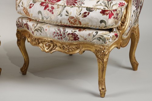 18th century - Pair Of Louis XV Bergeres Attributed To Jean Baptiste II Tilliard