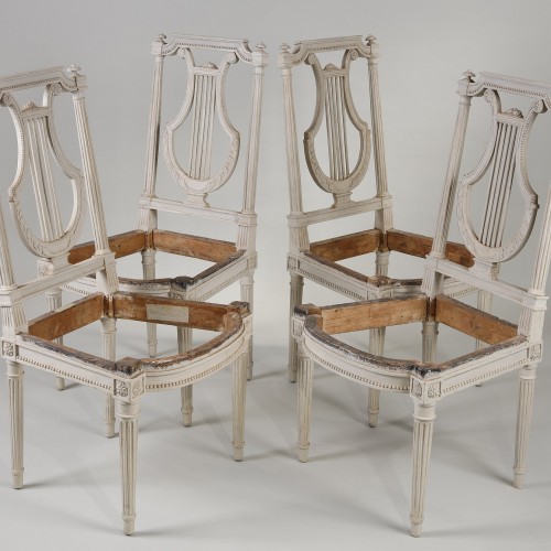 Suite of four Louis XVI period chairs stamped Lebas - 