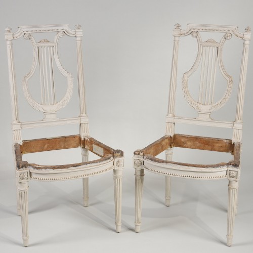 Louis XVI - Suite of four Louis XVI period chairs stamped Lebas