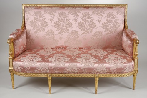 Canapé d'époque Louis XVI En Bois Doré - Sièges Style Louis XVI