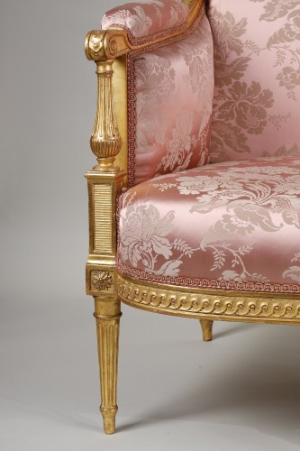 XVIIIe siècle - Canapé d'époque Louis XVI En Bois Doré