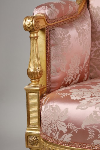 Louis XVI Period Sofa In Gilded Wood - Louis XVI