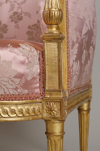 Antiquités - Louis XVI Period Sofa In Gilded Wood