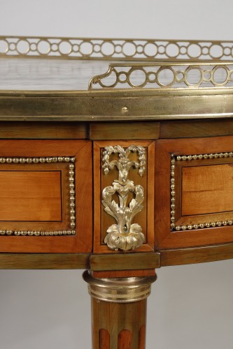 Furniture  - Pair of Half-Moon Consoles in Lemon Wood Stamped Garnier