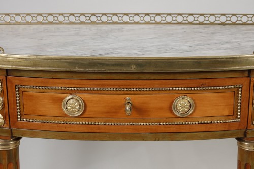 Pair of Half-Moon Consoles in Lemon Wood Stamped Garnier - 