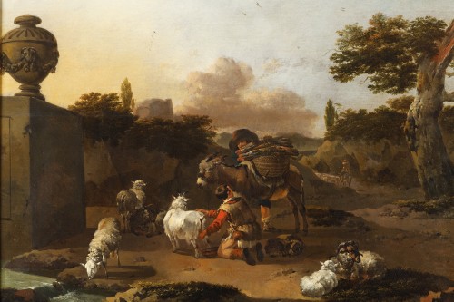 XVIIe siècle - Bergers avec un troupeau, Jan frans STOOLMAKER 1635 - après 1665) 