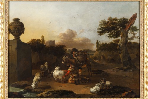 Antiquités -  Shepherds with a flock, Jan frans STOOLMAKER 1635 - after 1665) 