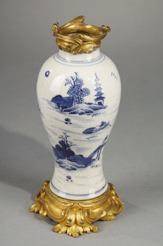 Porcelain & Faience  - Small White Crackle Porcelain Vase, China 18th Century