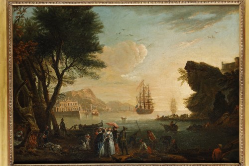 Vue du port de Marseille vers 1755, Vernet et son atelier - Tableaux et dessins Style Louis XV