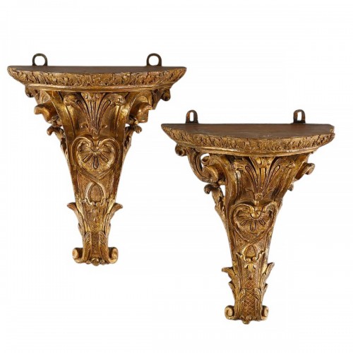 Pair of gilded wood wall consoles from the Regency period