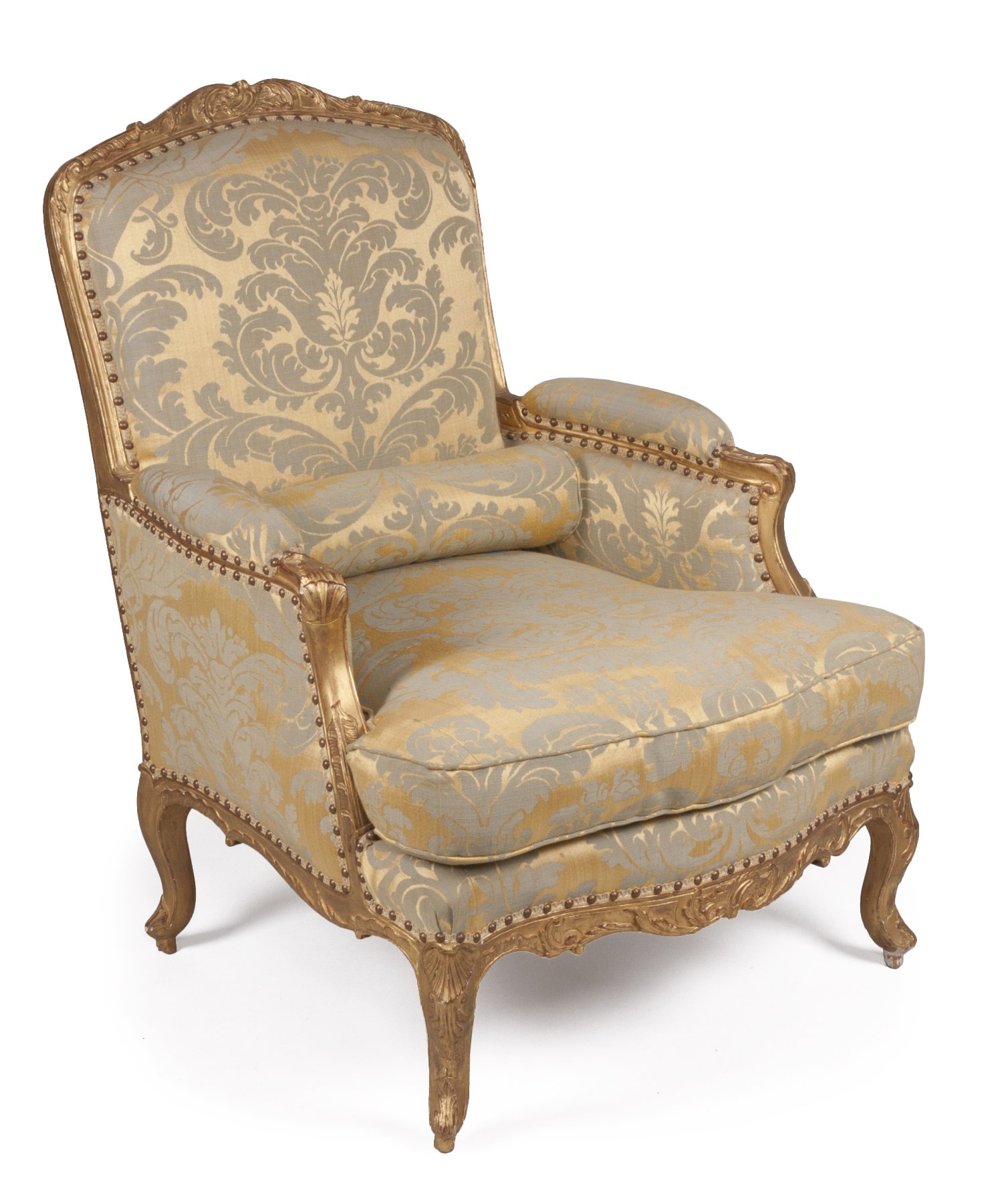 19th Century French Louis XV Gilded Bergere Armchair