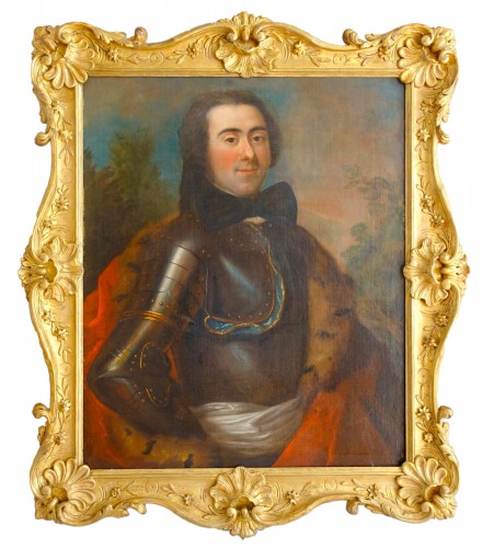 Portrait d'officier en cuirasse, école française du XVIIIe siècle