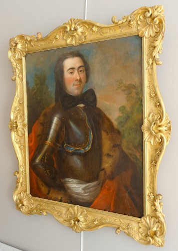 Tableaux et dessins Tableaux XVIIIe siècle - Portrait d'officier en cuirasse, école française du XVIIIe siècle