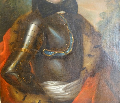 Antiquités - Portrait d'officier en cuirasse, école française du XVIIIe siècle