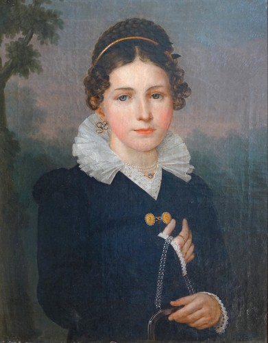 Tableaux et dessins Tableaux XIXe siècle - Portrait de Jeune fille - Jean-Baptiste Maes-Canini (1794 - 1856)