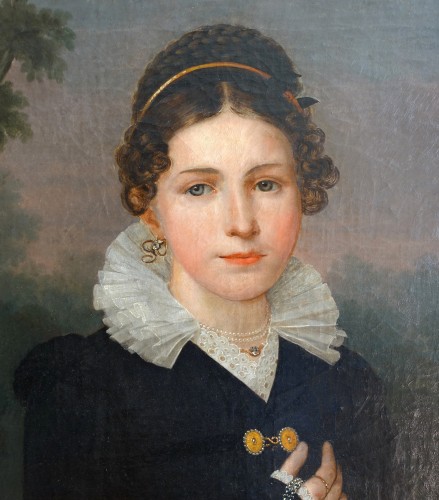 Portrait de Jeune fille - Jean-Baptiste Maes-Canini (1794 - 1856) - GSLR Antiques