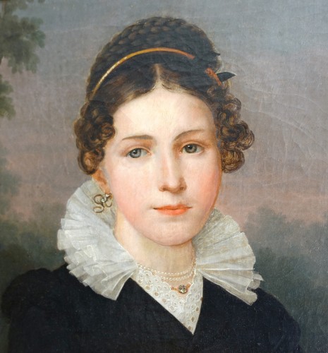 XIXe siècle - Portrait de Jeune fille - Jean-Baptiste Maes-Canini (1794 - 1856)