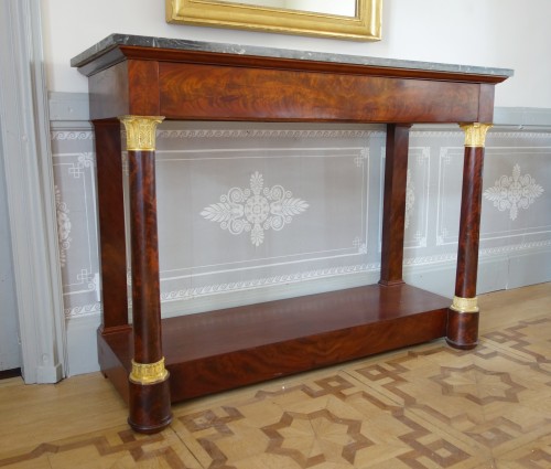 Mobilier Console - Console d'époque empire en acajou et bronze doré