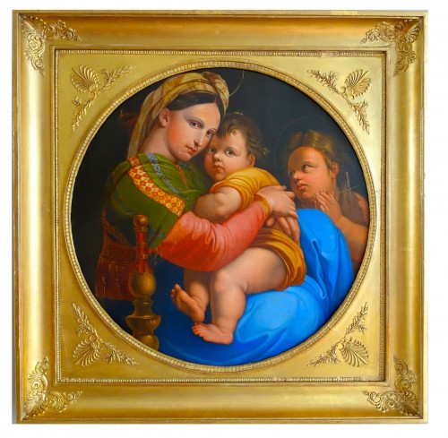 La Vierge à la Chaise d'après Raphael, école du début 19e siècle