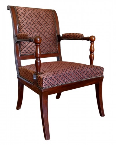 Fauteuil d'époque Empire en acajou etampillé Jacob