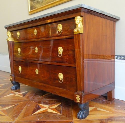 Antiquités - Commode en acajou d'époque Consulat