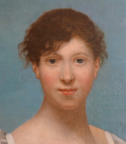 19th century - Large portrait of a young woman from the Empire period