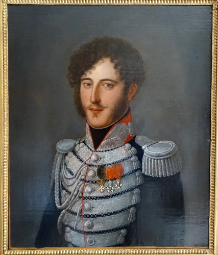 Paintings & Drawings  - Portrait of an Officer of the King&#039;s Guard - early 19th century French school