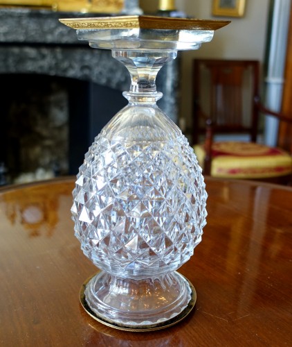 Antiquités - Vase en cristal taillé et bronze doré d'époque Charles X