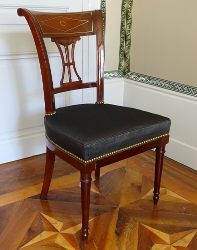 Paire De Chaises Directoire En Acajou laiton ébène - Directoire