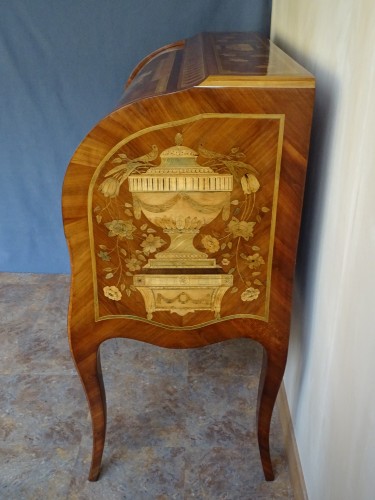 Mobilier Bureau et Secrétaire - Bureau cylindre en marqueterie Transition