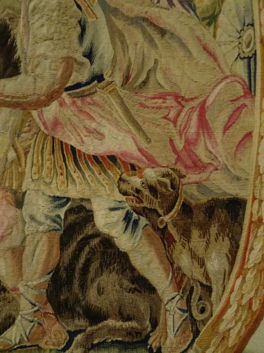 Antiquités - Aubusson tapestry around with medallion 18th century