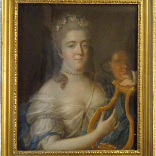 Pastel XVIIIe, portrait d'une femme de qualité - Tableaux et dessins Style Louis XVI