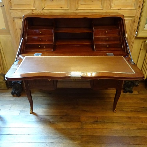 18th century - Macret stamped mahogany slope desk