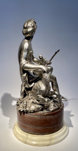 Silvered Bronze sculpture of Diana the Huntress - 