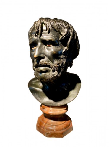 bronze bust of Seneca Italy 19th century